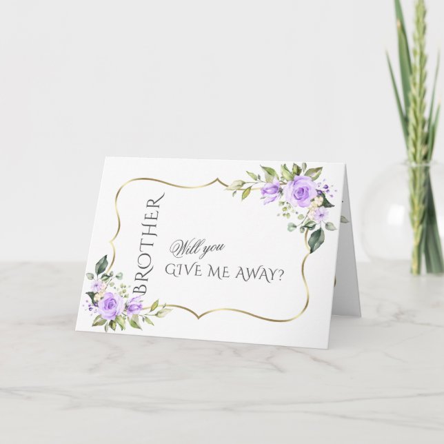 Lavender Flowers Gold Will You Give Me Away Invitation (Front)
