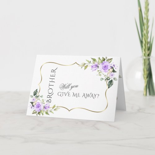 Lavender Flowers Gold Will You Give Me Away Invitation