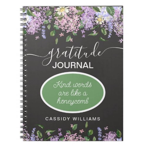 Lavender flowers gratitude  journal notebook