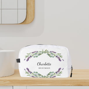 Lavender flowers greenery bridesmaid dopp kit