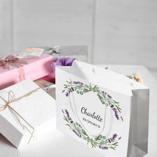 Lavender flowers greenery bridesmaid large gift bag