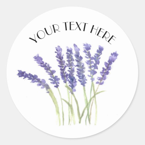 Lavender flowers Herb Floral Rustic Text Classic Round Sticker