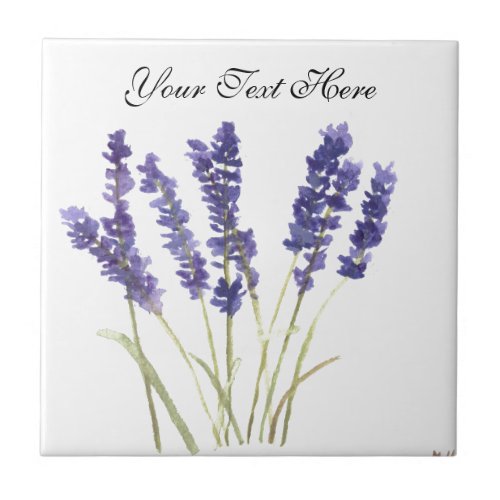 Lavender flowers herbs rustic purple watercolor  ceramic tile