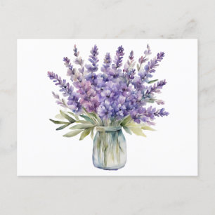 Lavender Flowers in a Jar Watercolor  Postcard