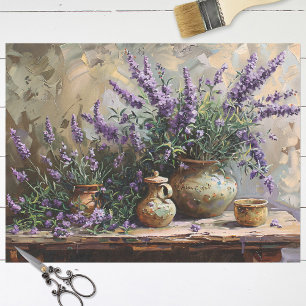Lavender Flowers in Clay Pots Decoupage Tissue Paper