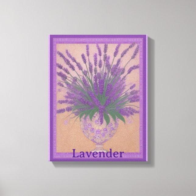 Lavender Flowers In Urn AI Art Stretch Canvas (Front)