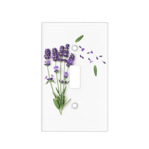 Lavender Flowers Isolated On White Background Light Switch Cover