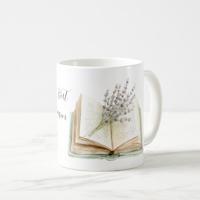 Lavender Flowers Life is Dream Mint Book Coffee Mug (Front Right)