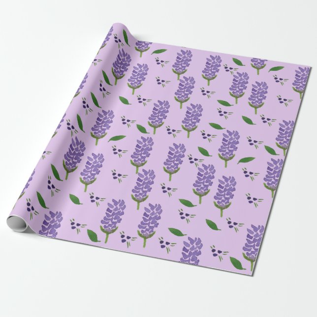 Lavender Flowers on a light violet backgound Wrapping Paper (Unrolled)