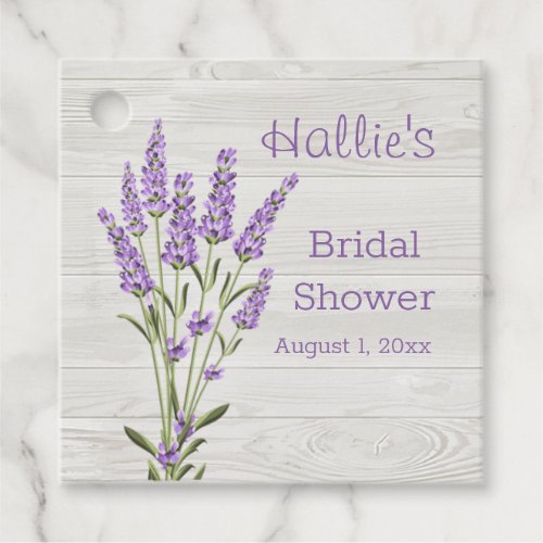 Lavender flowers on wood Bridal Shower Favor Tags