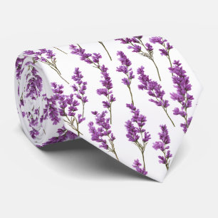Lavender Flowers Pattern Neck Tie