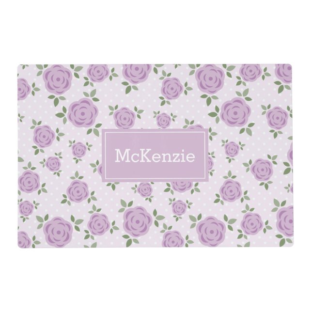 Lavender Flowers Pattern Personalized Placemat (Front)