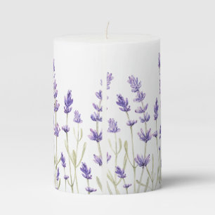 Lavender Flowers Pillar Candle