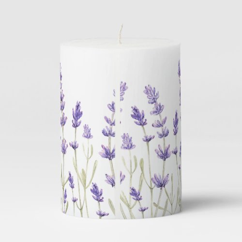 Lavender Flowers  Pillar Candle