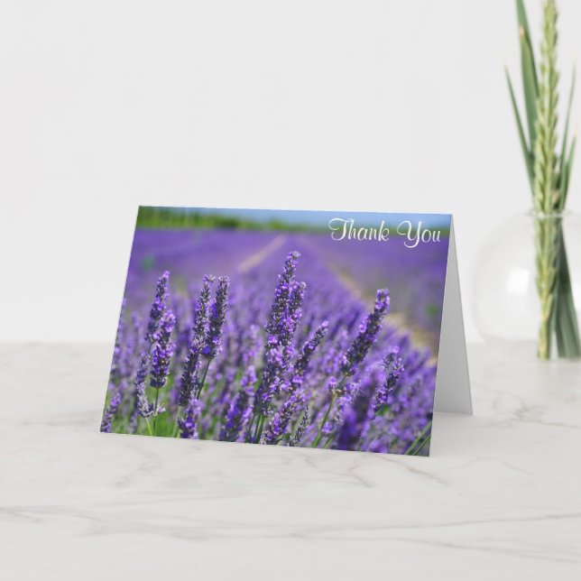Lavender Flowers Pretty Purple Floral Thank You Card (Front)