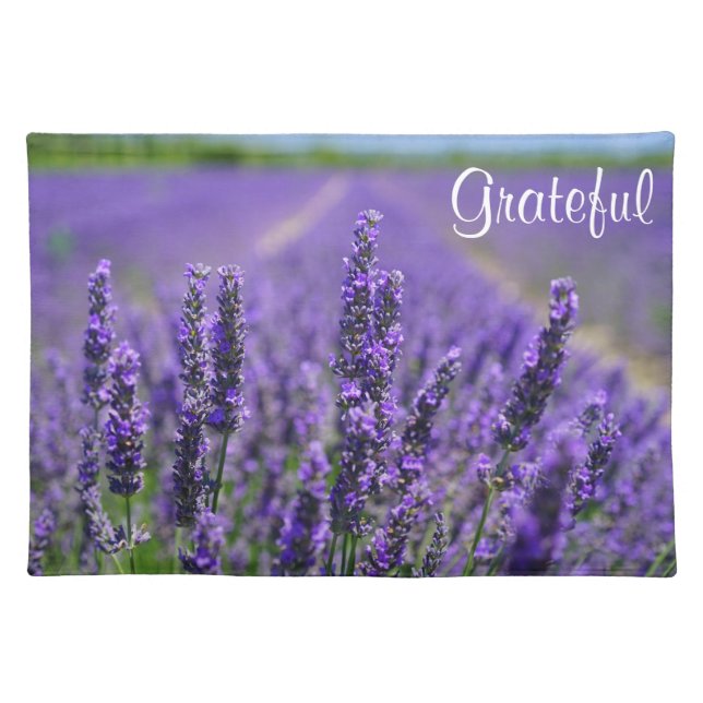 Lavender Flowers Purple Floral Grateful Thankful Cloth Placemat (Front)