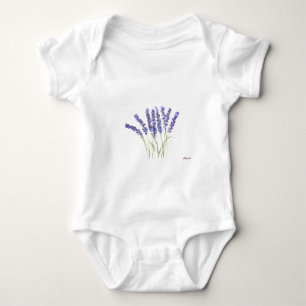 Lavender flowers Purple Floral Watercolor Cute Baby Bodysuit