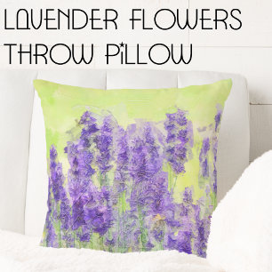 Lavender Flowers Purple Lilac Floral Throw Pillow