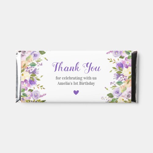 Lavender Flowers Purple Party Birthday Thank You  Hershey Bar Favors