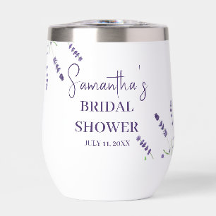 Lavender flowers Purple Watercolor Bridal Shower Thermal Wine Tumbler