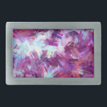 LAVENDER FLOWERS RECTANGULAR BELT BUCKLE<br><div class="desc">An impressionist design of lavender flowers and blue sky.</div>