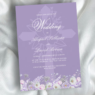 Lavender Flowers Religious Wedding Invitation