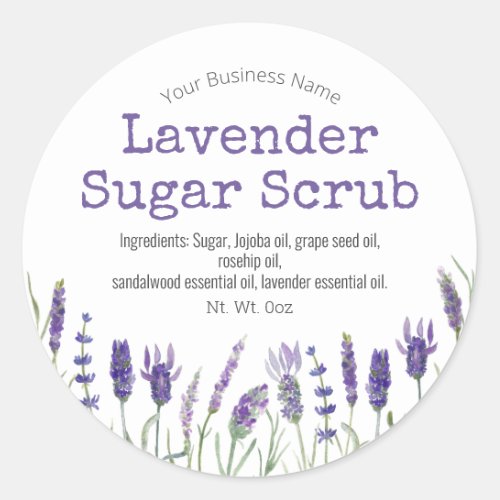 Lavender Flowers Scented Sugar Scrub Classic Round Sticker