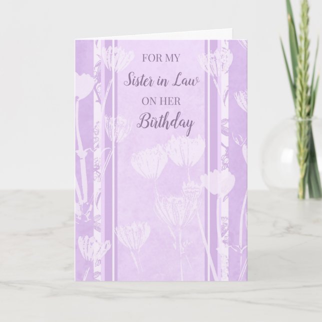 Lavender Flowers Sister in Law Birthday Card (Front)