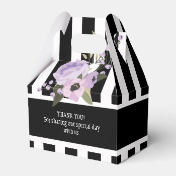 Lavender Flowers & Stripes Wedding Gable Favor Box by visionsoflife at Zazzle