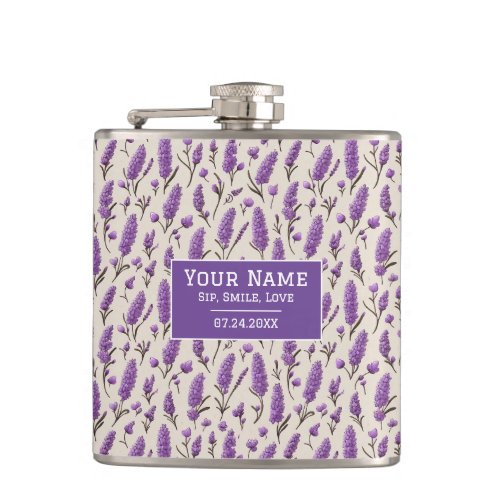 Lavender Flowers Unique Memories for Any Occasion Flask