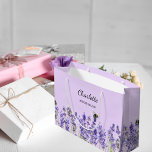 Lavender flowers violet bridesmaid large gift bag<br><div class="desc">Violet background. Decorated with lavender flowers and bees
Personalize and add your bridesmade's name.</div>