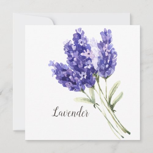 Lavender Flowers Watercolor Blank Greeting Card