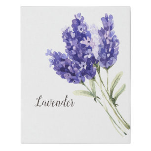 Lavender Flowers Watercolor Faux Canvas Print