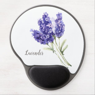 Lavender Flowers Watercolor Gel Mouse Pad