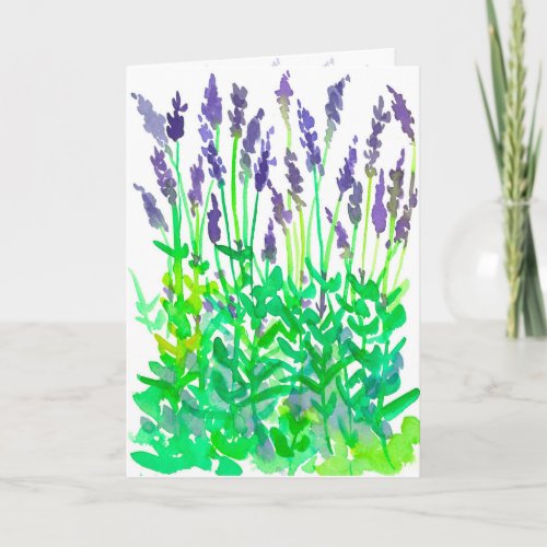 Lavender Flowers Watercolor Happy Birthday Card