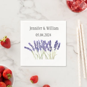 Lavender flowers watercolor herbs purple Wedding Napkins