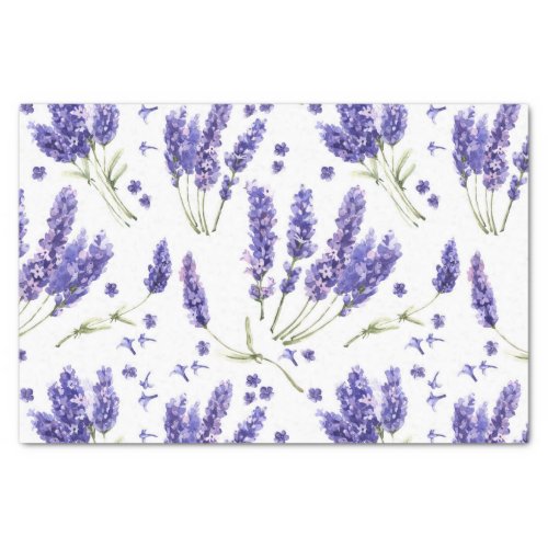 Lavender Flowers Watercolor  Pattern Tissue Paper