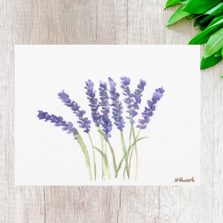 Lavender flowers watercolor Purple Floral rustic  Postcard