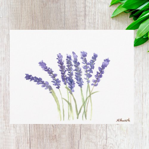 Lavender flowers watercolor Purple Floral rustic  Postcard