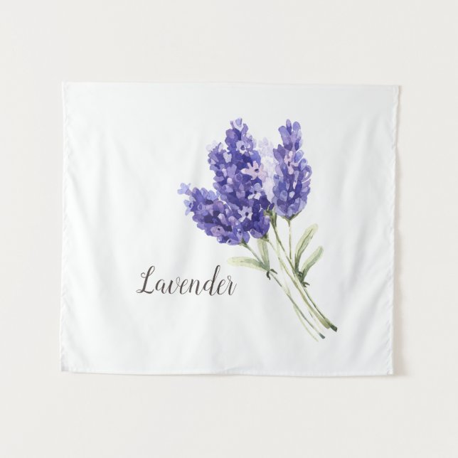 Lavender Flowers Watercolor Tapestry (Front (Horizontal))