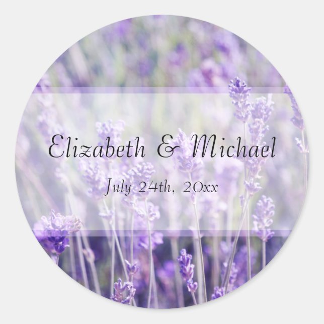 Lavender Flowers Wedding Favor Label (Front)