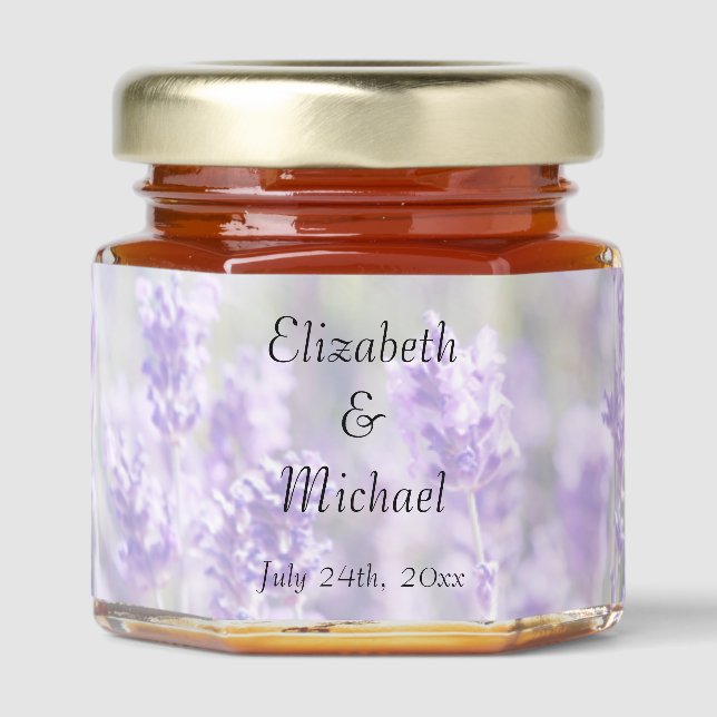 Lavender Flowers Wedding Honey Jar Favors (Front)