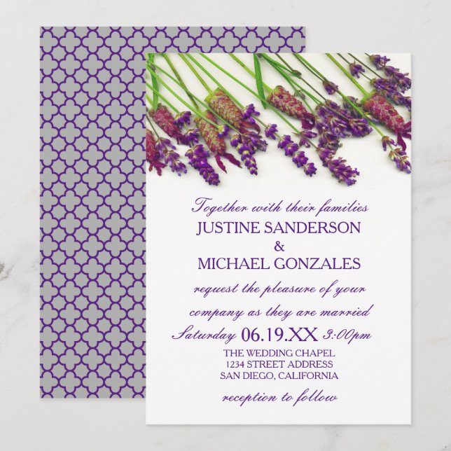 Lavender Flowers - Wedding Invitation (Front/Back)