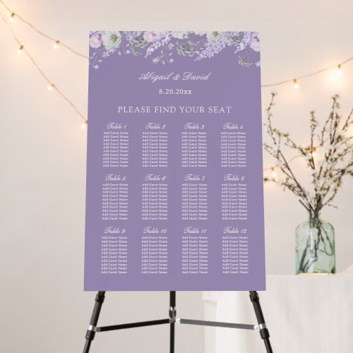 Lavender Flowers Wedding Seating Chart Foam Board