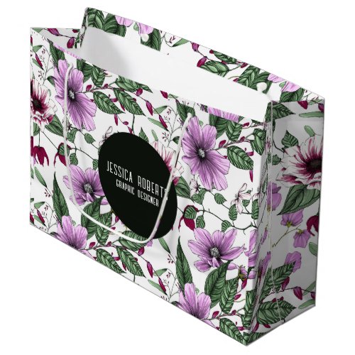 Lavender flowers with green leaves seamless patter large gift bag