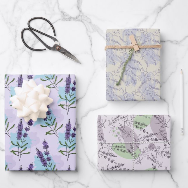 Lavender Flowers  Wrapping Paper Sheets (Front)