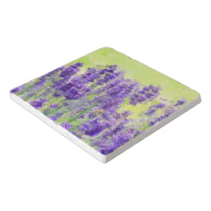 Lavender Flowers Yellow Watercolor Floral Trivet