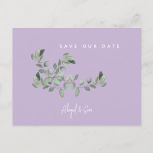 Lavender & Foliage Wedding Save the Date Postcard
