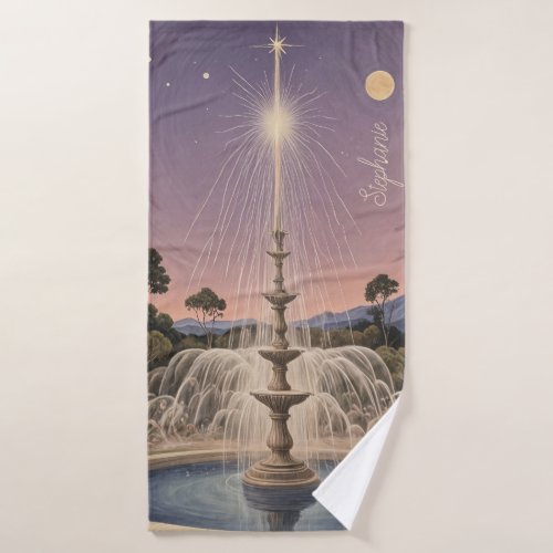 Lavender Fountains Lullaby Personalized  Bath Towel