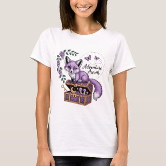 Lavender Fox & Chest – Adventure Awaits Tee